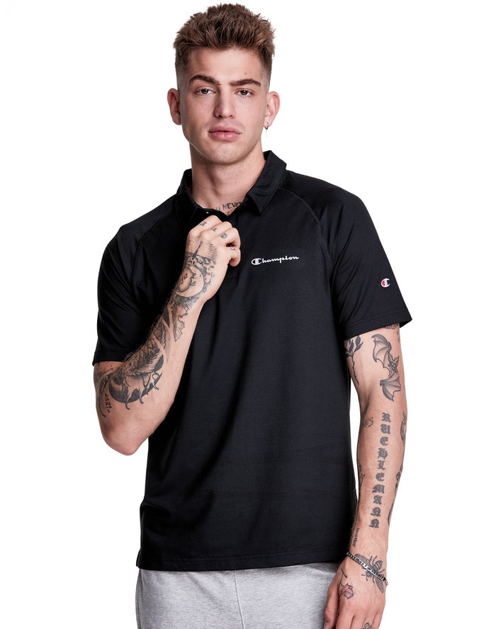 Champion T-Shirt Heren - Zwart - Sport Polo ( 819365-ZIA )